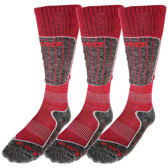 Accezzi Merino 20, chaussettes de ski, 3 paires, rouge Satisfait Ou Remboursé