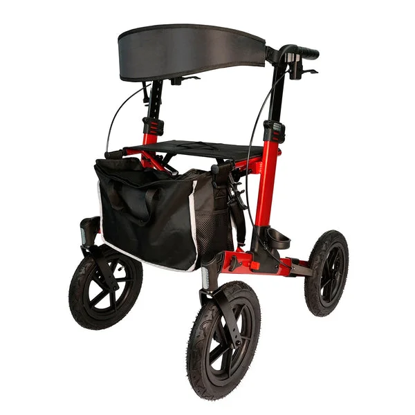 Arvo Andador para Ancianos con Ruedas al Aire Libre, Rojo