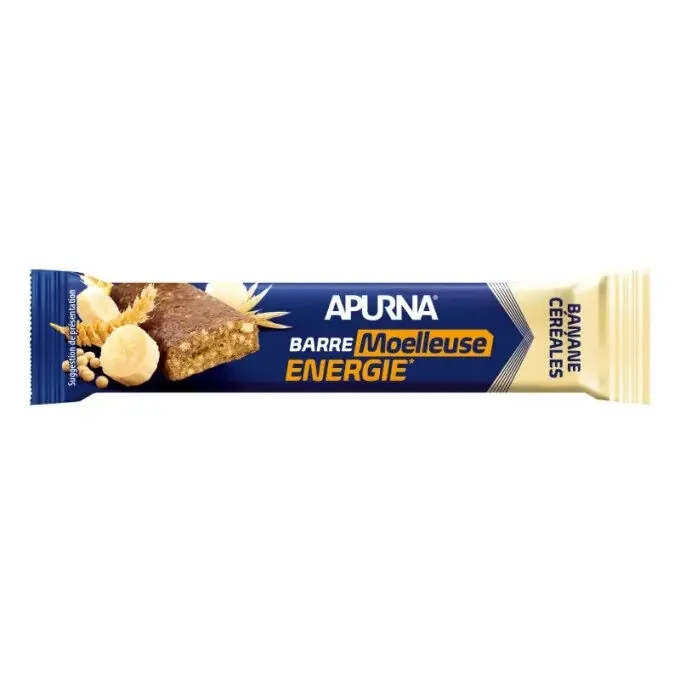 Barre énergie moelleuse Apurna BANANE CÉRÉALES – 40G Paiement Sécurisé