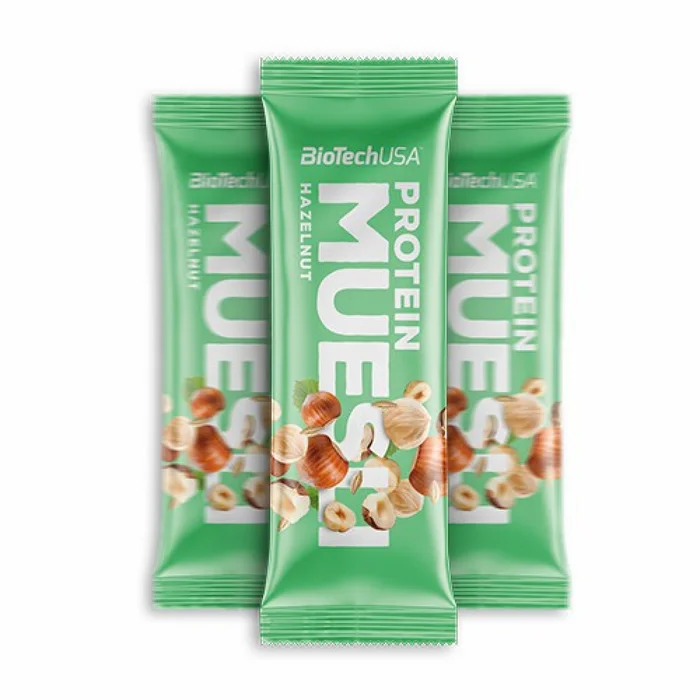 Barre proteinée Biotech USA muesli – Noisette (x28)