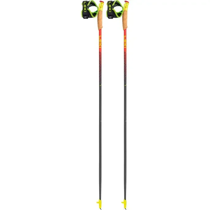 Bâton monobrin Leki VERTICAL K Natural Carbon/Bright Red/Neon Yellow Pas Cher