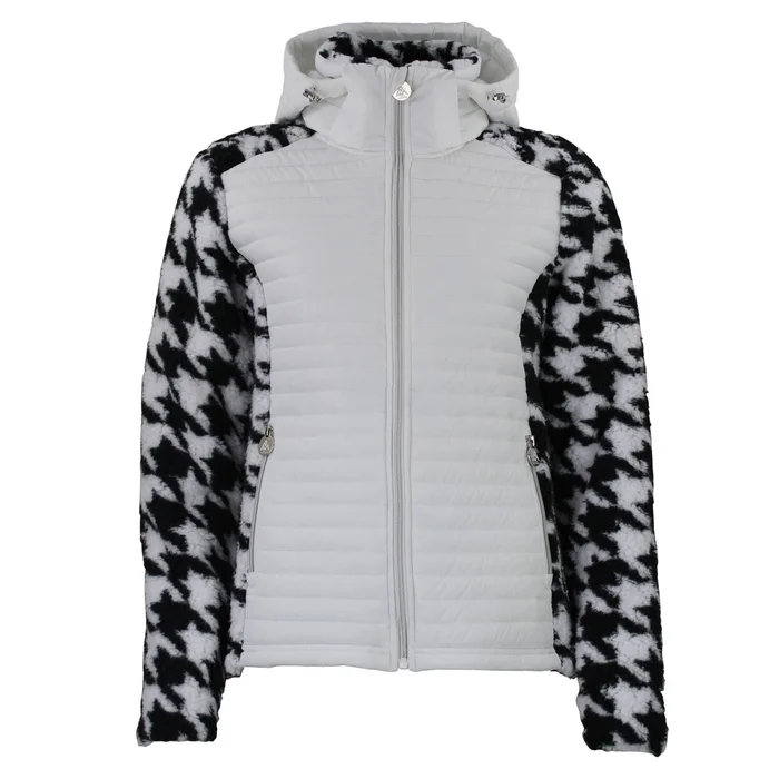 Blouson u00e0 capuche zippu00e9 bi-matiu00e8re badge poitrine motif pied de poule femme Peak Mountain [Taille S]