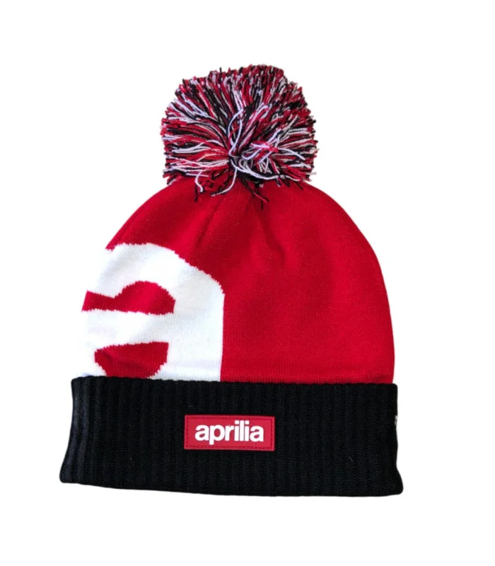 Bonnet à pompon Aprilia Moto GP New Era Rouge Noir Taille Unique Adulte