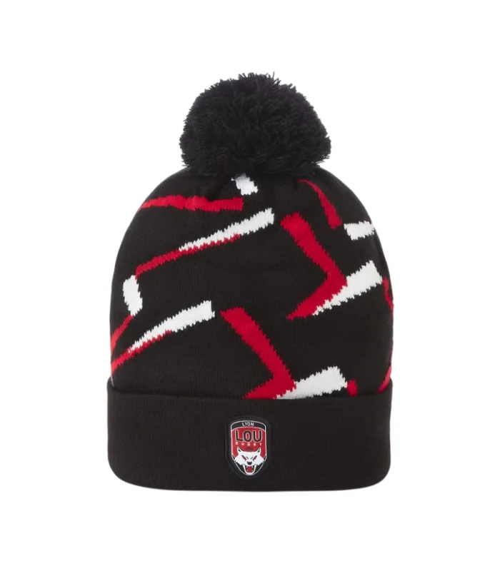Bonnet ADU Trace Lou Rugby Officiel Lyon Rouge et Noir Taille Unique