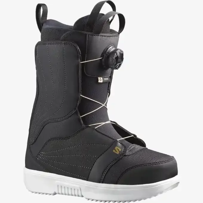 Bottes de snowboard Salomon PEARL BOA Black/White/Gold Meilleur Prix