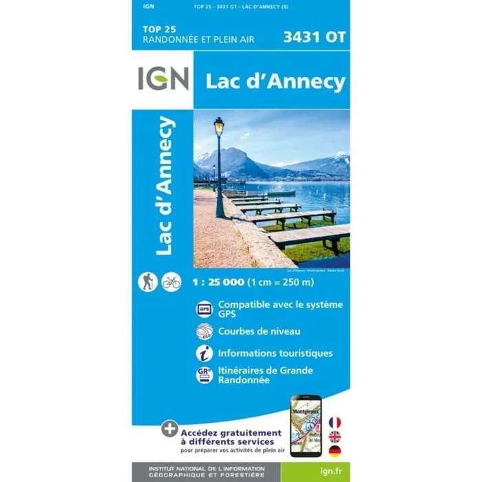 Carte IGN Lac d'Annecy Acheter En Ligne