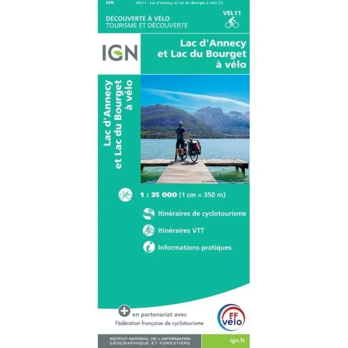 Carte IGN Lac d'Annecy et Lac du Bourget à vélo Gros Lot