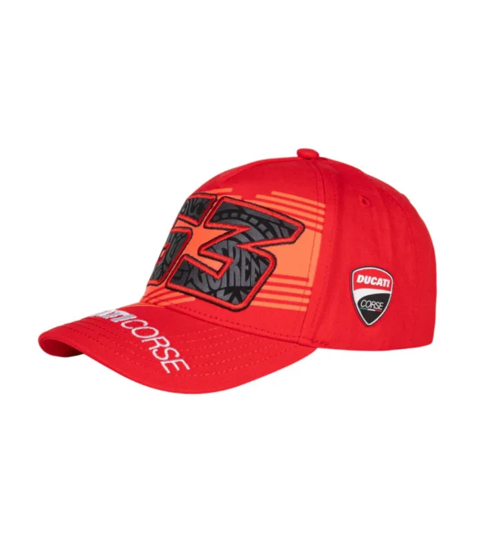 Casquette 63 Pecco Bagnaia Ducati Corse Moto GP Officiel Enfant Taille Unique Rouge