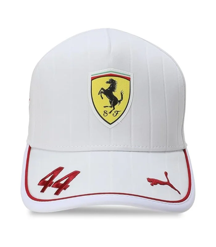 Casquette de baseball pour homme Scuderia Ferrari HP F1 Team Lewis Hamilton – Blanche