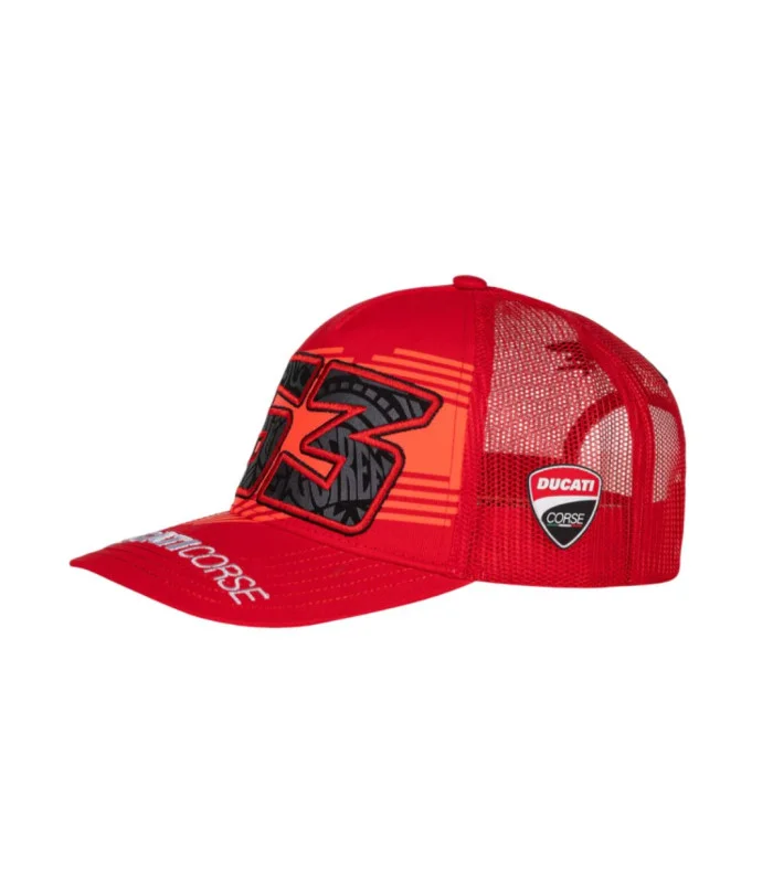 Casquette Trucker 63 Pecco Bagnaia Ducati Corse Moto GP Officiel Adulte Taille Unique Rouge