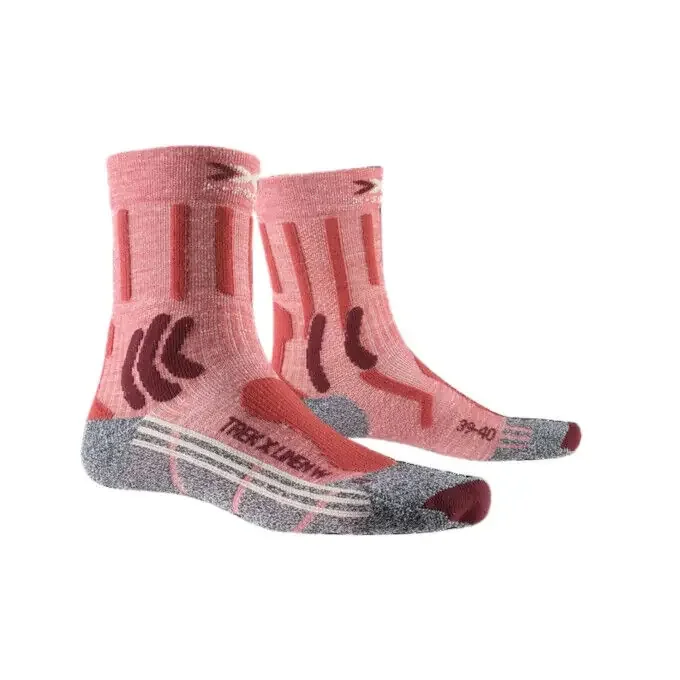 Chaussettes X SOCKS TREK LINEN 4.0 – Vintage Red Melange / Grey Melange Bon Plan