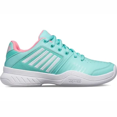 Chaussure de Tennis K Swiss Junior Court Express Carpet Aruba Blue Soft Neon Pink White