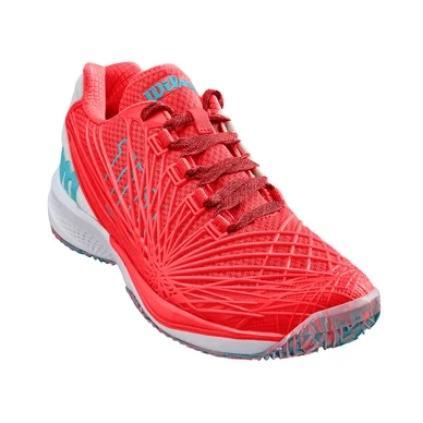 Chaussure de Tennis Wilson Women Kaos 2.0 Clay Court Fiery Coral White Blue Curacao