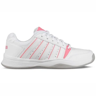 Chaussures de Tennis K Swiss Enfant Court Smash Carpet White Pink Lemonade Gull