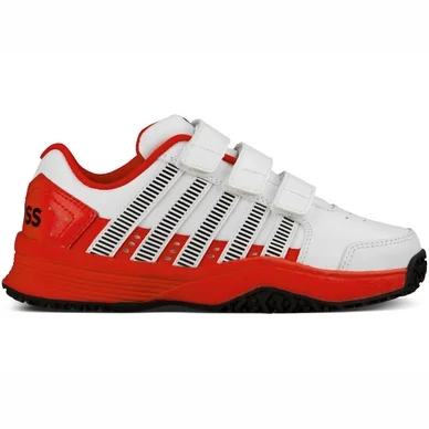 Chaussures de Tennis K Swiss Junior Court Impact LTR Omni Strap White Red Black