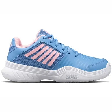 Chaussures de Tennis K Swiss Kids Court Express Omni Silver Lake Blue White Orchid