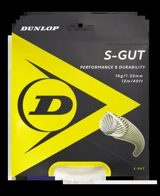 Cordage de Tennis Dunlop S-Gut 16G Blanc 1,32mm/12m