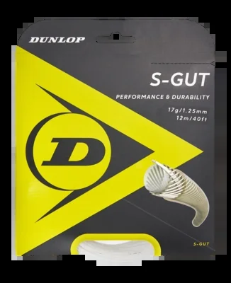 Cordage de Tennis Dunlop S-Gut 17G Blanc 1,25mm/12m