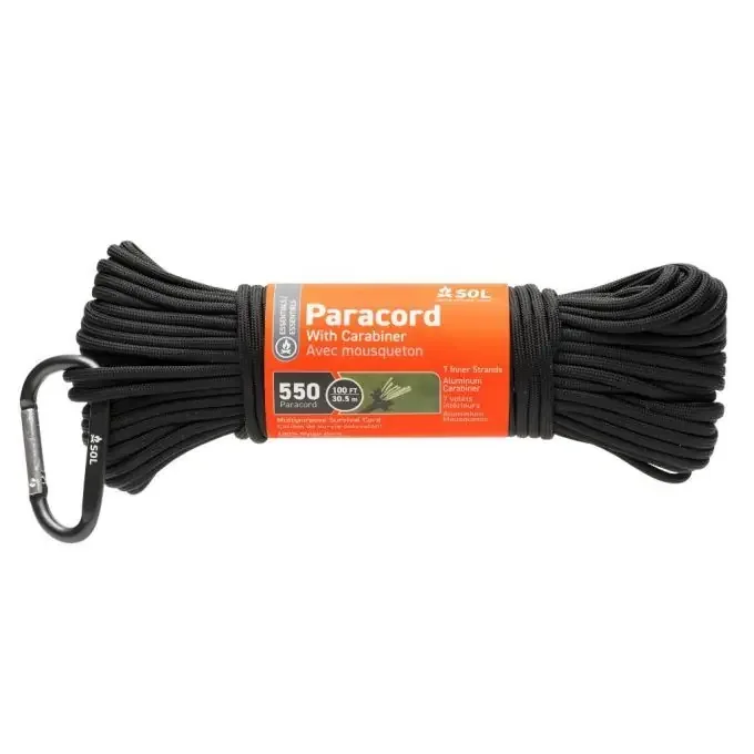 Corde et mousqueton Sol PARACORD 550 Authentique