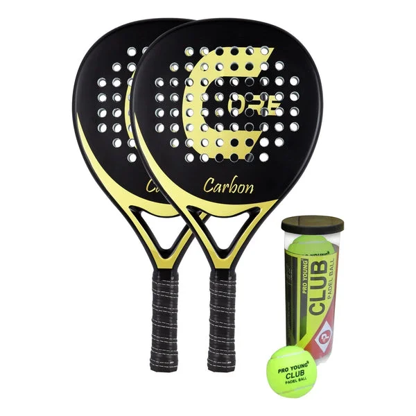 Core Padel Carbon Set, 2 Palas de pádel + Pelotas