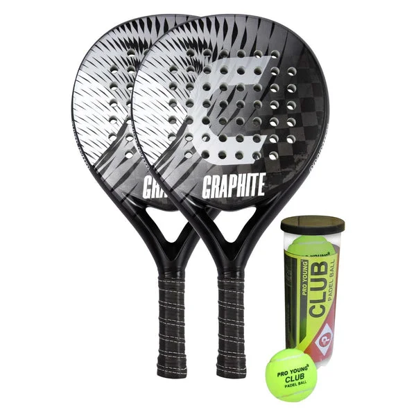 Core Padel Graphite Set, 2 Palas de pádel + Pelotas