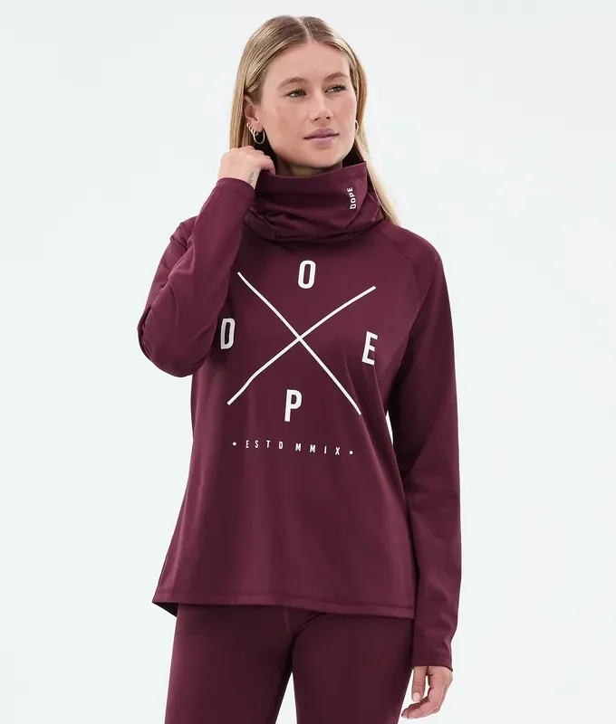 Dope Snuggle W Tee-shirt thermique Femme 2X-Up Burgundy Expédition Rapide