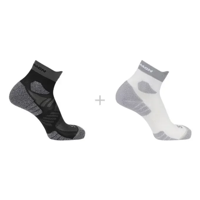 En Vogue Chaussettes de course unisexes Salomon AERO ANKLE 2-PACK – Blanc / Noir