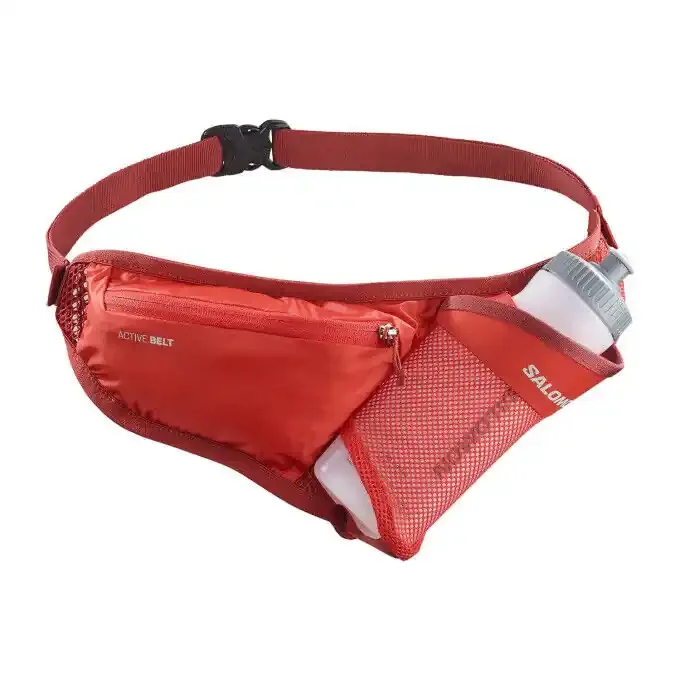Garantie Incluse Ceinture d&rsquo;hydratation unisexe Salomon Active Belt – Rouge High Risk / Rouge Dahlia