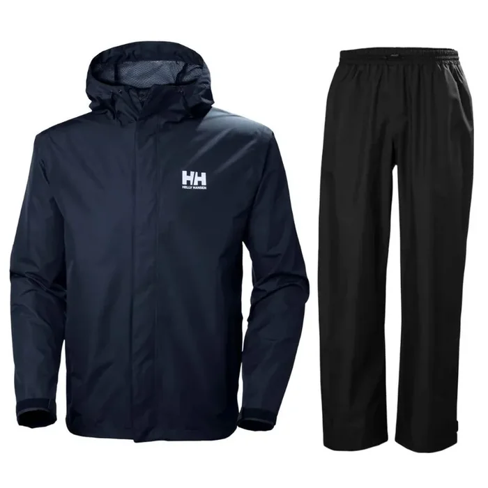 Helly Hansen Seven J/HH Rain, ensemble de pluie, homme, bleu foncé/noir Gros Lot