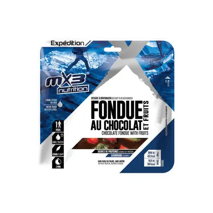 Jusqu’à Épuisement Des Stocks Repas lyophilisé MX3 Nutrition FONDUE AU CHOCOLAT ET SES FRUITS
