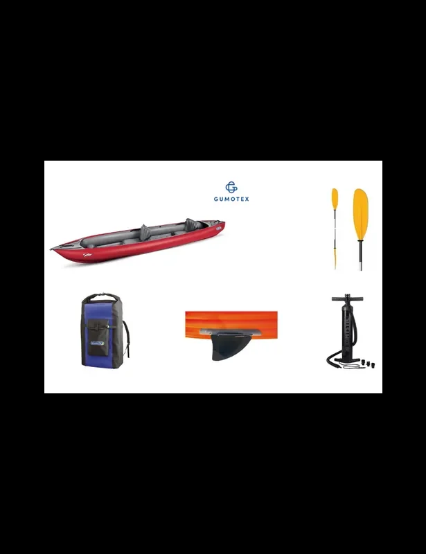 Kayak GUMOTEX Pack Solar + Pagaie double K-Mer + Pompe Mystic extreme Certifié