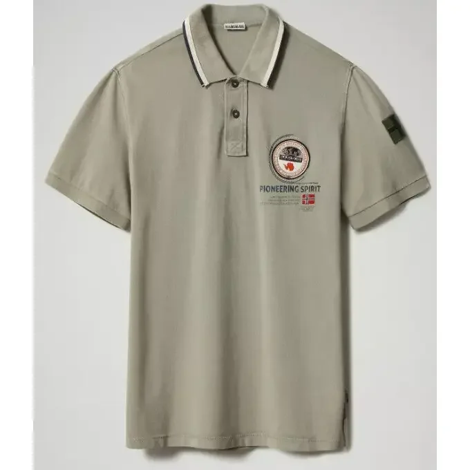 Livraison Gratuite Polo Napapijri GANDY Silver Sage