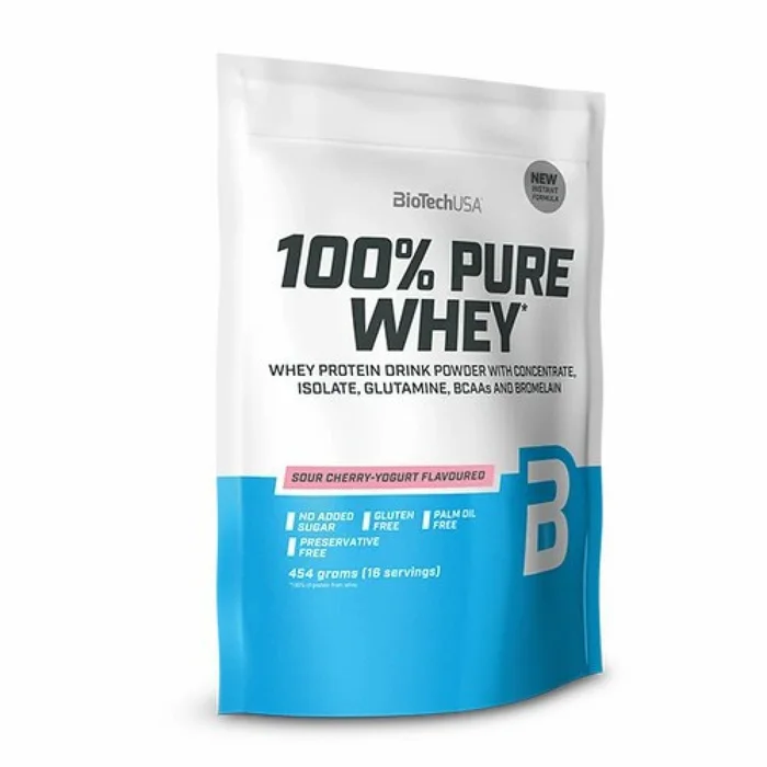 Lot de 10 sacs de protéines 100 % pur lactosérum Biotech USA – Cerise yaourt – 454g
