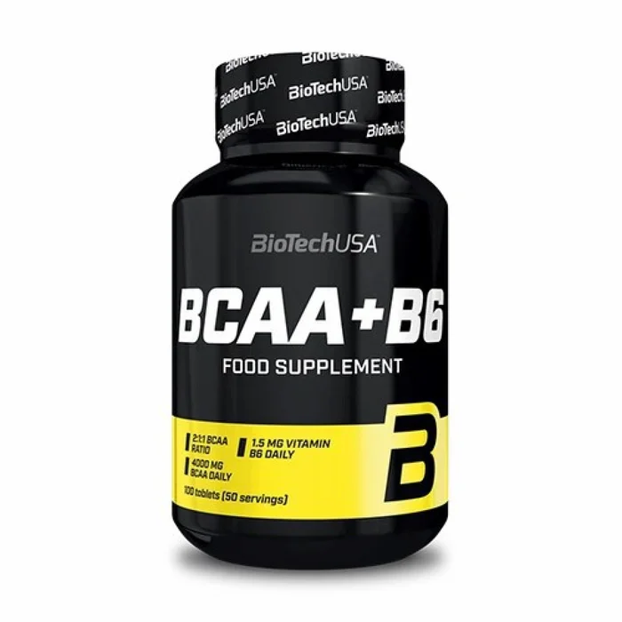 Lot de 12 pots d’acide aminés Biotech USA bcaa+b6 – 100 comp