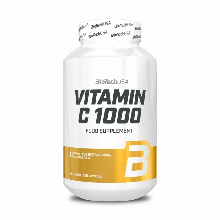Lot de 12 pots de vitamine C Biotech USA 1000 bioflavonoïdes – 250 Comp