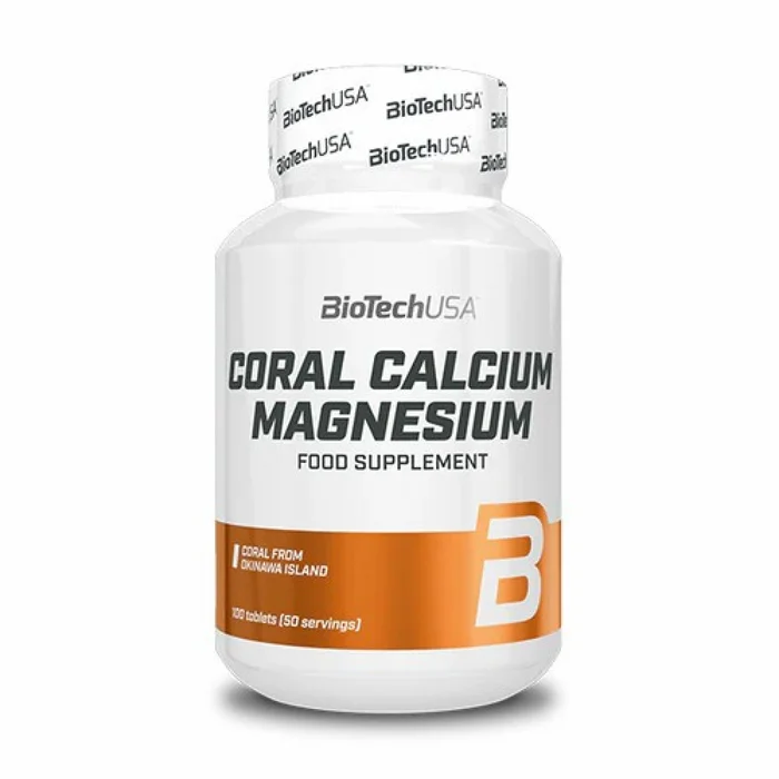 Lot de 12 pots de vitamine calcium-magnesium Biotech USA – 100 comp