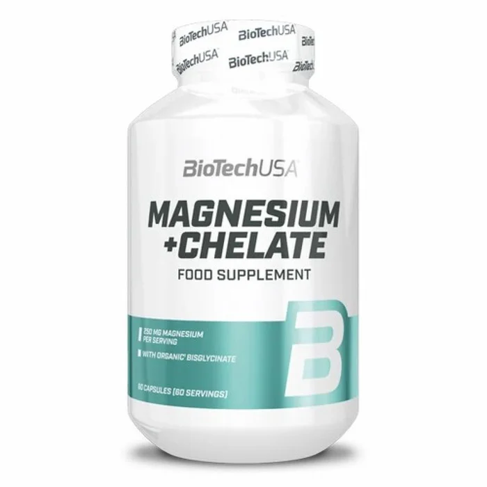 Lot de 12 pots de vitamine magnésium + chélate Biotech USA – 60 Gélul