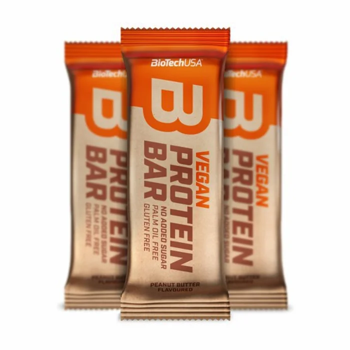 Lot de 20 cartons de collations Biotech USA vegan bar – Beurre de cacahuètes