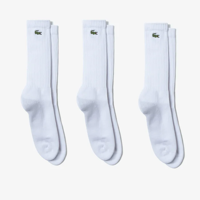 Lote de tres pares de calcetines deportivos blancos Lacoste