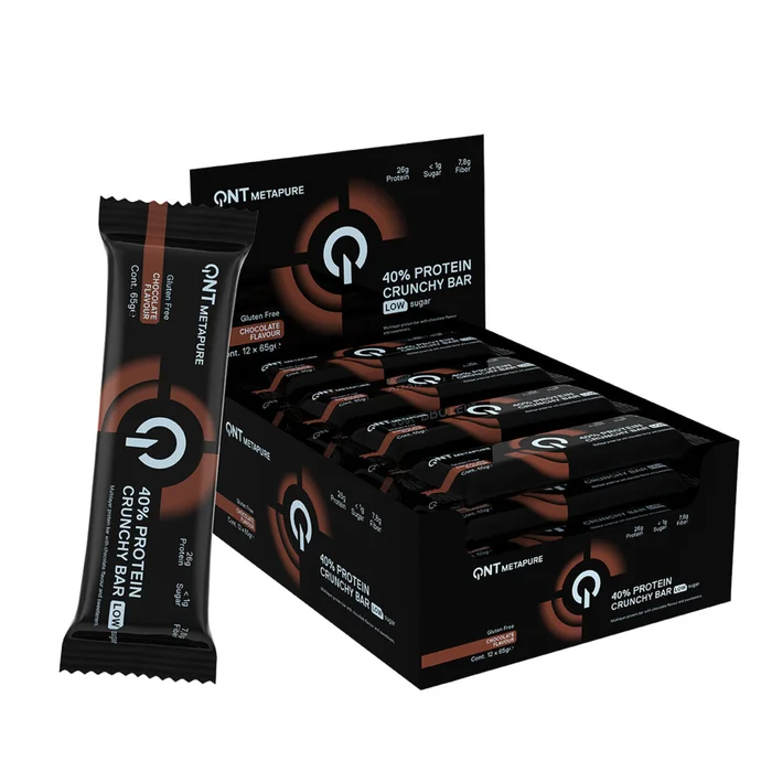 Nutrition protéinée Chocolat QNT Metapure 40% Protein Crunchy Bar Low Sugar [Taille 12×65 g]