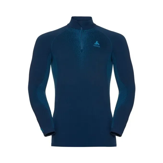 Original Odlo T-SHIRT 1/2 ZIP PERFORMANCE WARM bleu