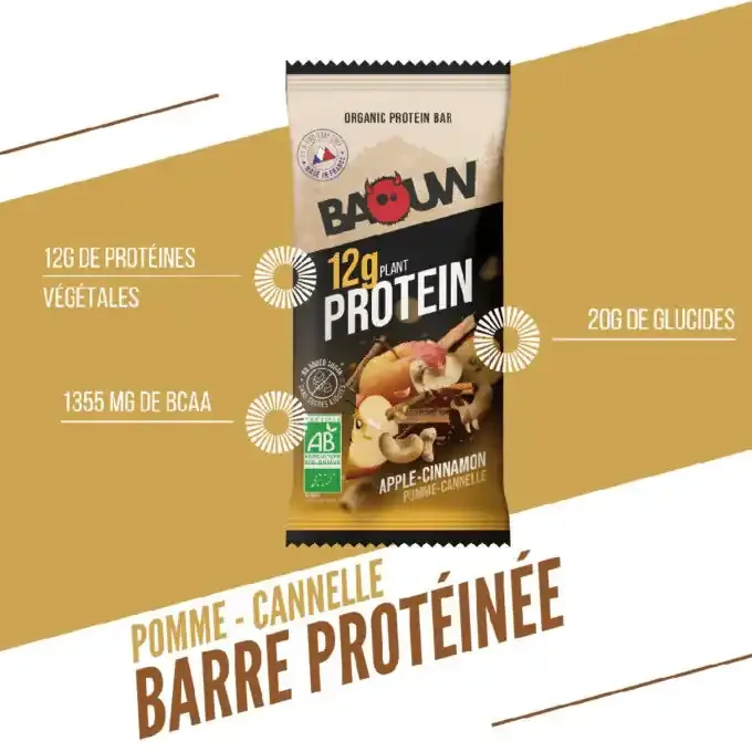 Petit Prix BARRE PROTEINE BAOUW BIO POMME CANNELLE 50G