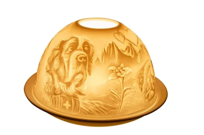 Photophore Dôme en porcelaine – Saint Bernard Dani Créations Premium