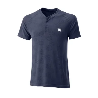 Polo de Tennis Wilson Homme Power Seamless Henley Bleu Marine