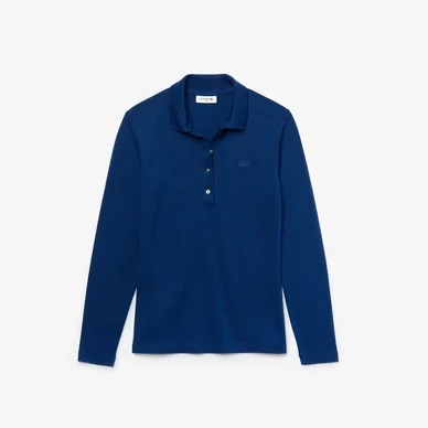 Polo Lacoste Women PF5464 Manches Longues Slim Fit Bleu Foncé