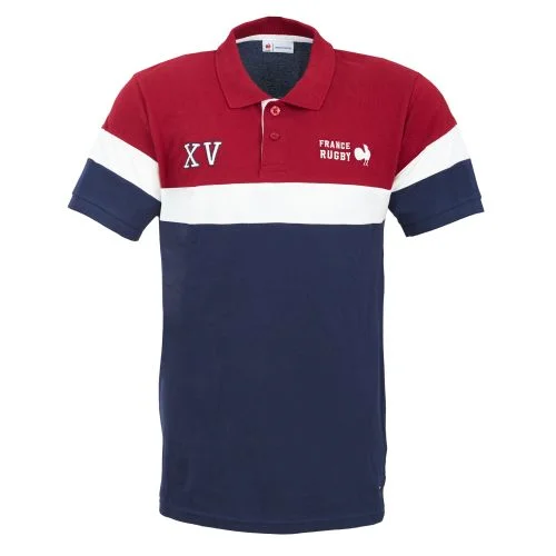 Polo Manches Courtes Héritage France Rugby Marine / Bordeaux Pour Homme