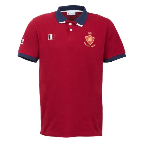 Polo Manches Courtes Héritage France Rugby Rouge Pour Homme