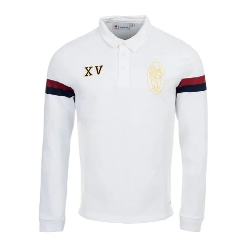 Polo Manches Longues Héritage France Rugby Blanc Pour Homme