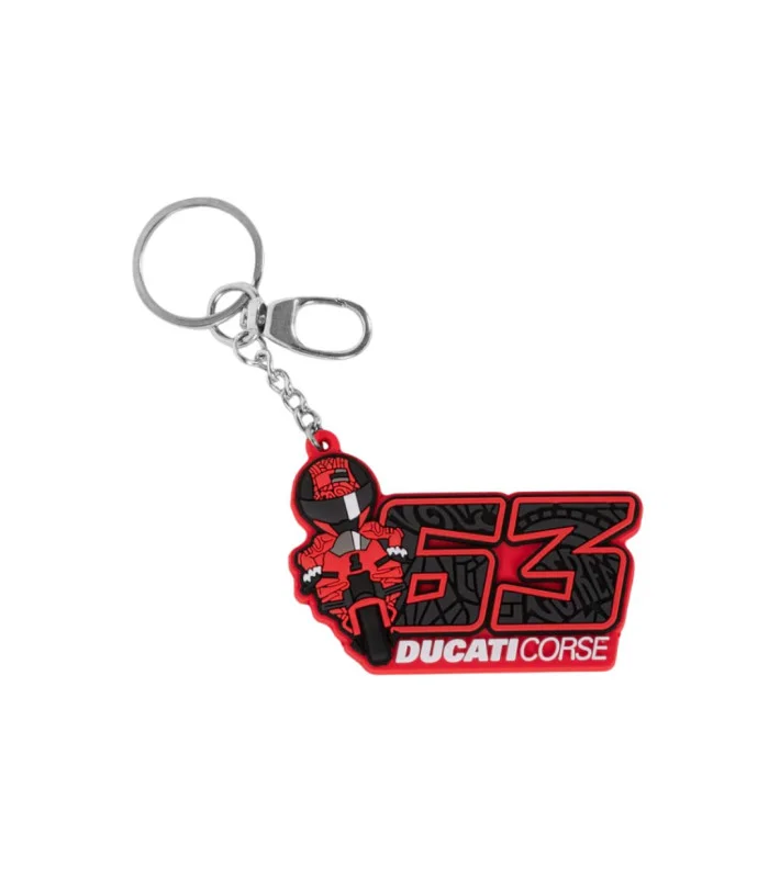 Porte-clés 63 Pecco Bagnaia Ducati Corse Moto GP Officiel Adulte Taille Unique Rouge Noir