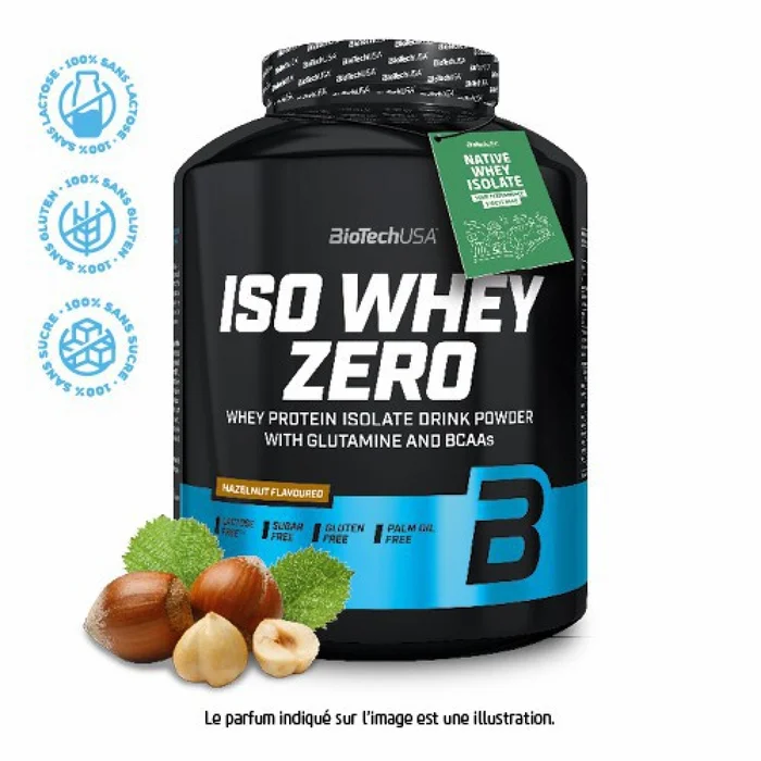 Pot de protéines Biotech USA iso whey zero lactose free – Noisette – 2,27kg